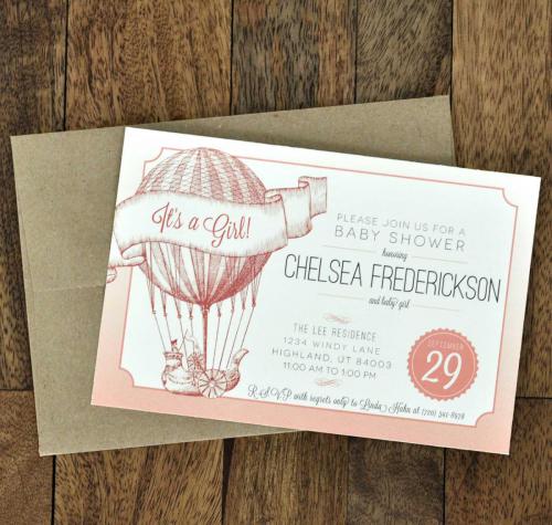 baby shower vintage invitations Awesome baby shower hot air balloon baby shower invitations best baby